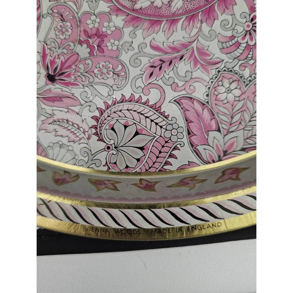 Vienna‎ Woods England Round Tin Serving Tray Floral Design Is Like Vera Bradley